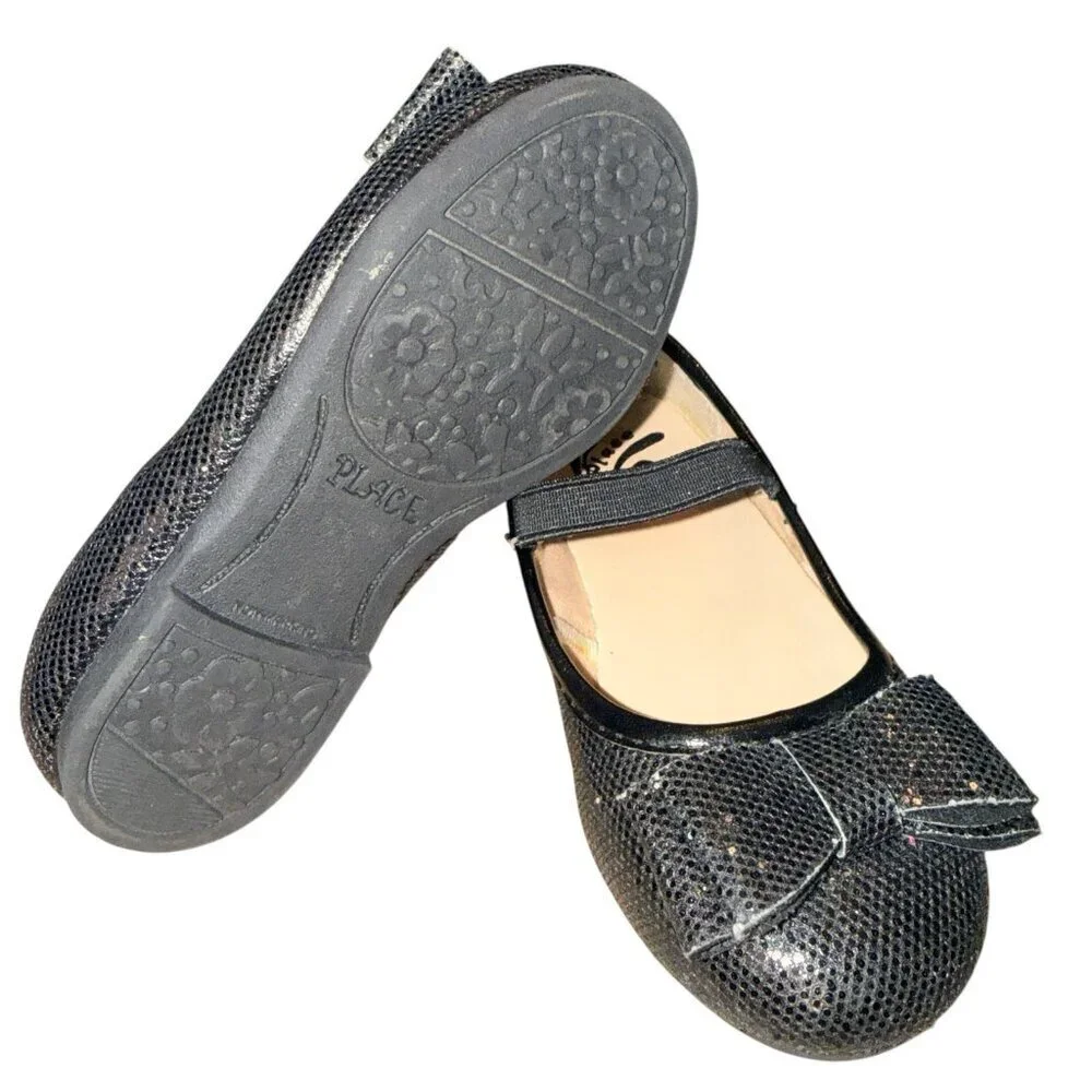 Glitter Ballet Flats shoes Holiday Christmas Black Toddler Size 7